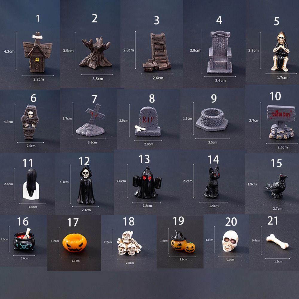 Creative Cartoon Halloween Small Ornaments DIY Resin Craft Tombston Ornaments Mini Resin Festival Ornaments Home