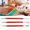 3 шт. Красная нержавеющая сталь DIY Инструмент для штамповки края, резьбы, ручка для детализации кожаной скульптуры