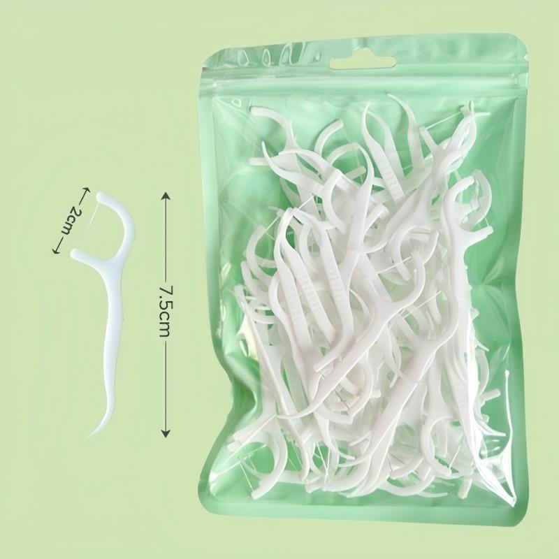 195-100Pcs Small-Pack Ultra-Fine Dental Floss Picks (High-Molecular, Bow-Shaped, Durable