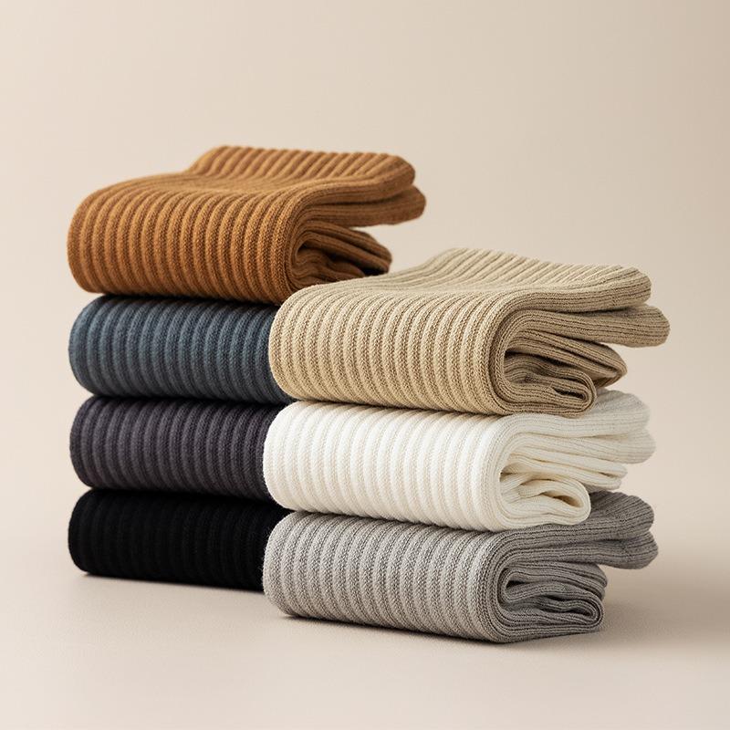 Men's Autumn and Winter Pure Cotton Mid-calf Socks, Business Men's Cotton Socks, Black Long Socks