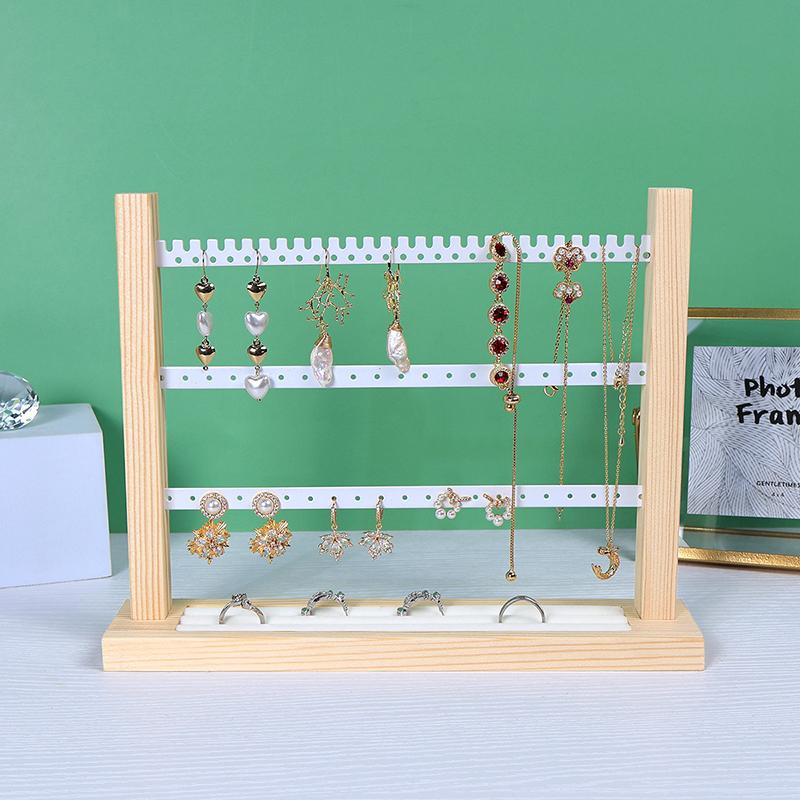 Подставка для ювелирных изделий, органайзер для сережек, подвесок, браслетов, держатель для ювелирных изделий с деревянной основой, стойка для хранения сережек