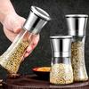 Мельница для перца из нержавеющей стали, регулируемая, ручная, для специй, для черного перца, морской соли, тмина, с прозрачным корпусом, кухонный инструмент