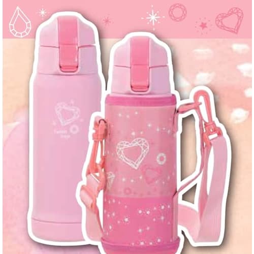 Pearl Metal Water Bottle, 600ml (0.6L), Direct Drink, Insulated, Sports Drink, Pink, with Pouch, Kids Charger, HC-120