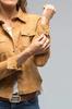 Casual Classy Handmade Women Genuine Soft Pure Suede Tan Leather Shirt Biker