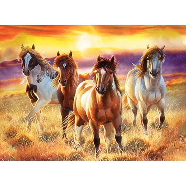 5D Diamond Painting Cross Stitch Horse Full Round Diamond Embroidery Animals Picture