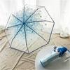 Korean Umbrella Folding Cute Korean Mini Fresh Simple Sen Series Trifold Japanese Cherry Blossom Transparent Umbrella