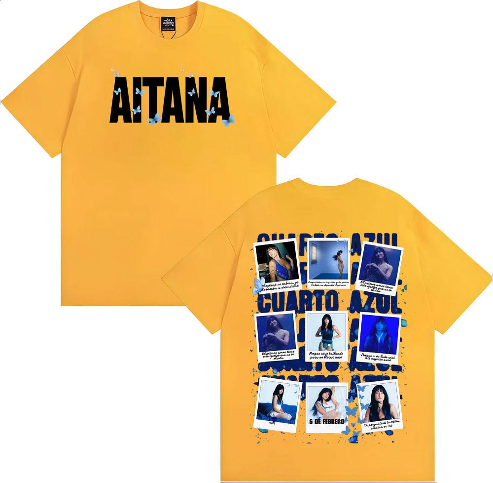 Singer Aitana Cuarto Azul Album Cover Graphic TShirt UNISEX Women Summer Cotton YK Clothing Oversize Round Neck Short Sleeved Tee