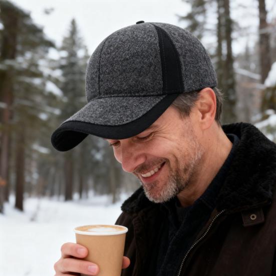 Бейсболка высокой плотности, Утепленная теплая ветрозащитная шапка, Регулируемая защита ушей, Зимняя шапка для пожилых людей среднего возраста