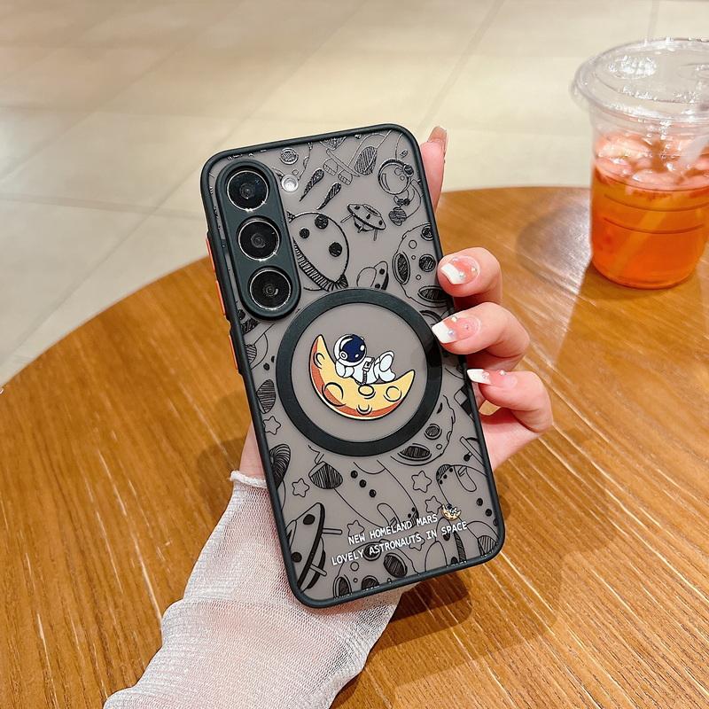 Чехол для телефона с изображением астронавта из мультфильма для Samsung S24 S23 + S22 Ultra S21FE iPhone 15 14 Pro Max 13 12 11 8 7 противоударный магнитный чехол