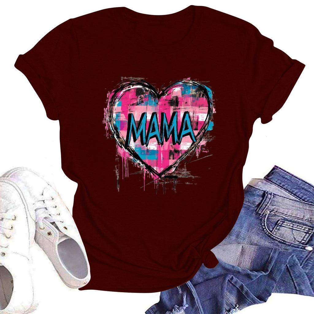 Женская повседневная футболка с круглым вырезом и короткими рукавами с принтом