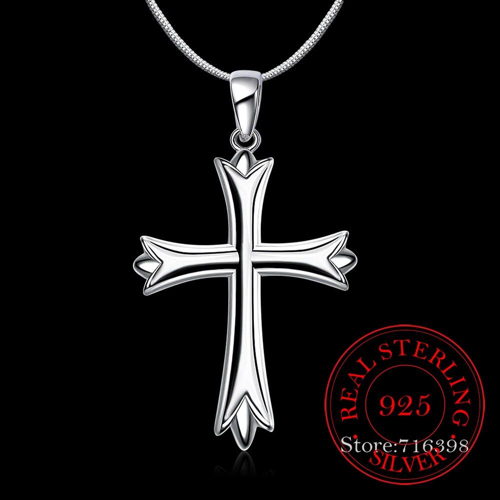 Ожерелье из стерлингового серебра 925 пробы, простое модное ожерелье с подвеской в виде креста, серебряная цепочка для женщин и мужчин, ювелирные изделия, подарки