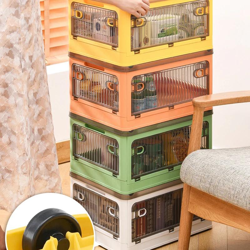 Складной ящик для хранения, органайзер для шкафа, штабелируемый органайзер для мелочей с колесиками, домашнее хранение книг большой емкости, ящик для игрушек