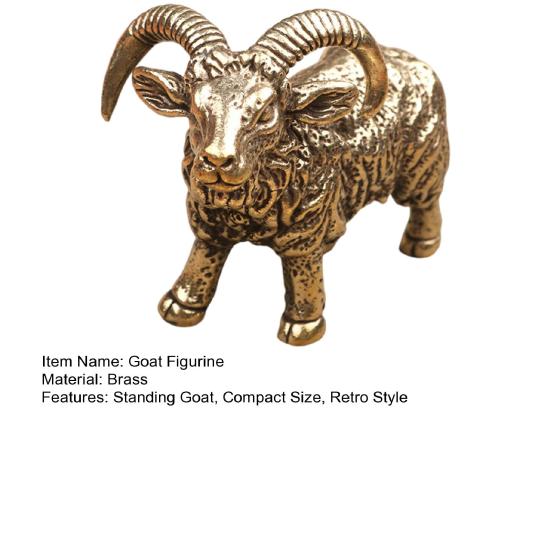 Латунная статуэтка козла, мини-статуэтка козла, коллекционная ретро-скульптура животного для домашнего офиса, кабинета, стола, декора