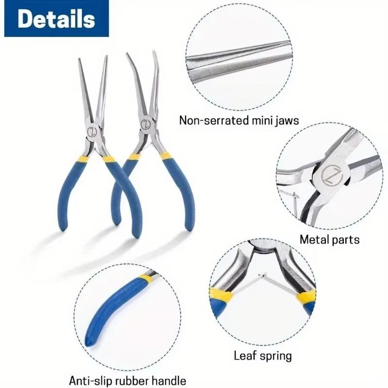 2pcs 6" Mini Needle Nose Pliers with Comfort Grip Handles, 2PCS Long Nose Pliers Set for Handmade Craft