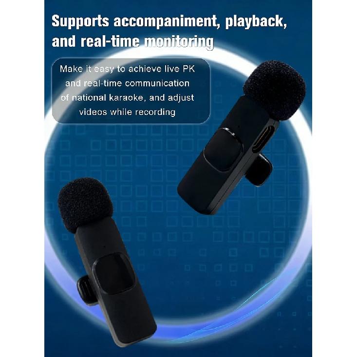 Wireless bluetooth microphone, lavalier radio microphone, video vlog live recording microphone, Type C interface microphone