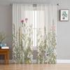 Plants Flowers Leaves Curtain Window Tulle For Living Room Bedroom Kitchen Chiffon Sheer Window Treatment Decorations