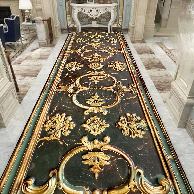 European Style Luxury Long Corridor Carpet Red Carpet Non-slip Stair Floor Mat Customizable Wedding Hall Passageway Corridor Rug