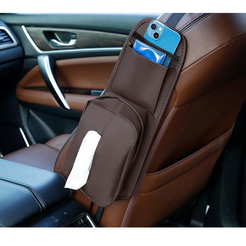 Сумка для хранения на боку сиденья автомобиля, подвесная сумка, кожаная многофункциональная коробка для автомобильных салфеток, ящик для хранения автомобиля, салон автомобиля