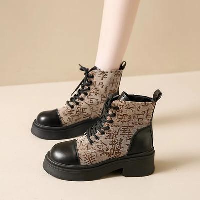 Модные женские ботильоны с произвольным принтом, зимние, новые, на плоской платформе, дизайнерские женские туфли 2025, брендовые, модные, платье, снежные, мотоциклетные, боты