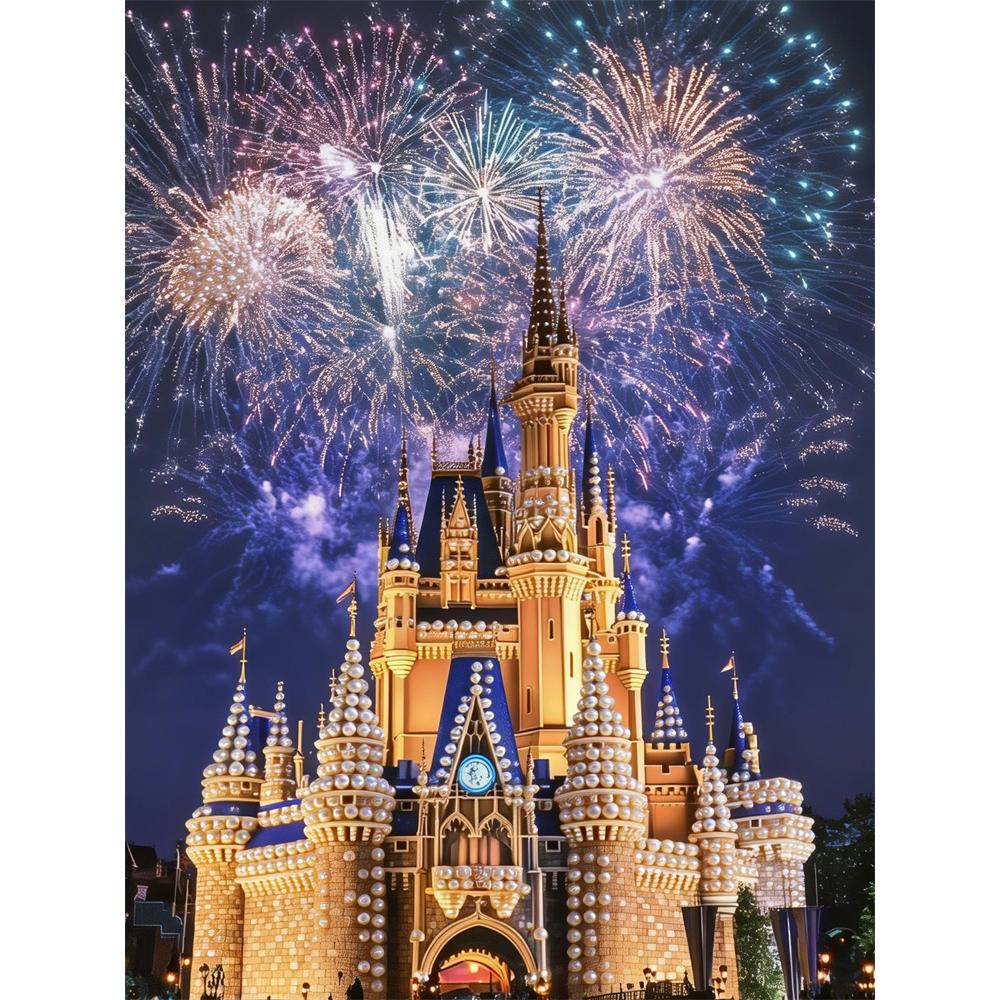 Disney Набор жемчужной живописи «Жемчужный замок под фейерверком» Изысканное и сверкающее произведение искусства Идеально подходит для украшения стен дома и в качестве подарка ручной работы