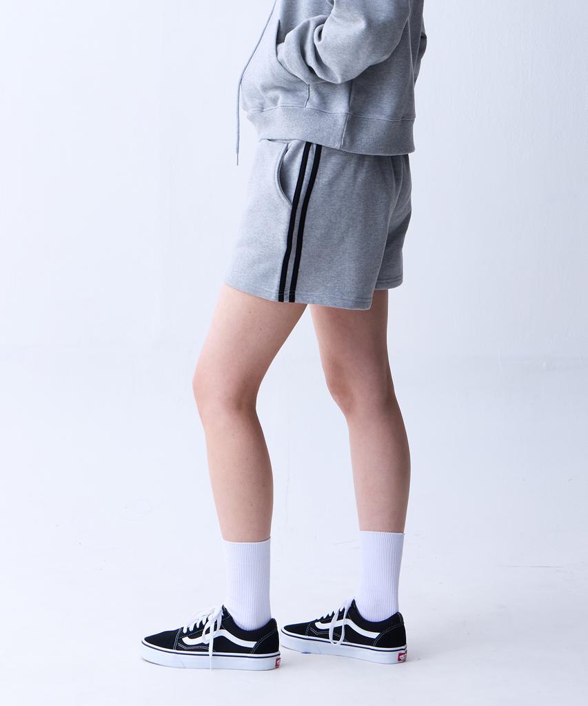 CRUSHST Slim Striped Sweat Shorts Gray