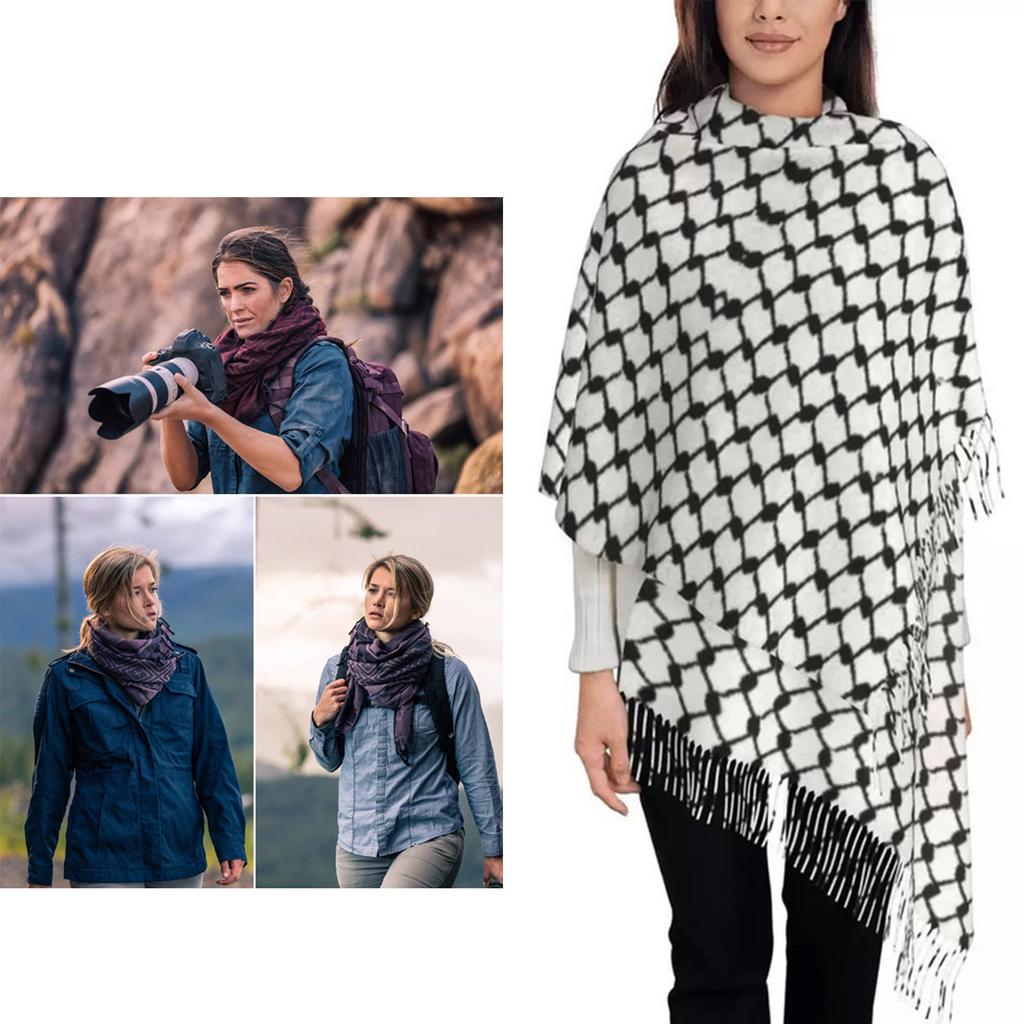 Adult Arab Style Pray Keffiyeh for Wedding Church Outdoor Travel Keffiyeh with Long Tassels Hot Weather Supplies