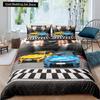 Race Car King Queen Duvet Cover Cool Speed Racing Bedding Set Teens Men Black Sport Car Quilt Cover Polyester Comforter Cover