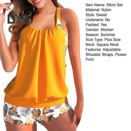 2 шт./компл. дышащий топ для плавания и шорты, комплект плюс размер, модная пляжная одежда, летний комплект бикини