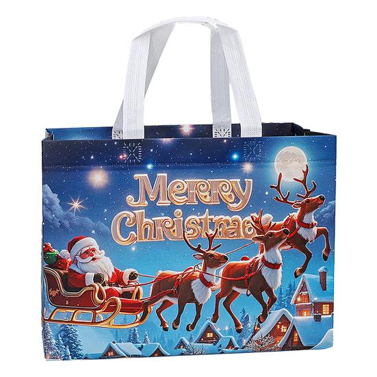 Рождественская сумка-тоут с ручками Нетканые подарочные пакеты Большие многоразовые Рождественские пакеты для покупок к Рождеству