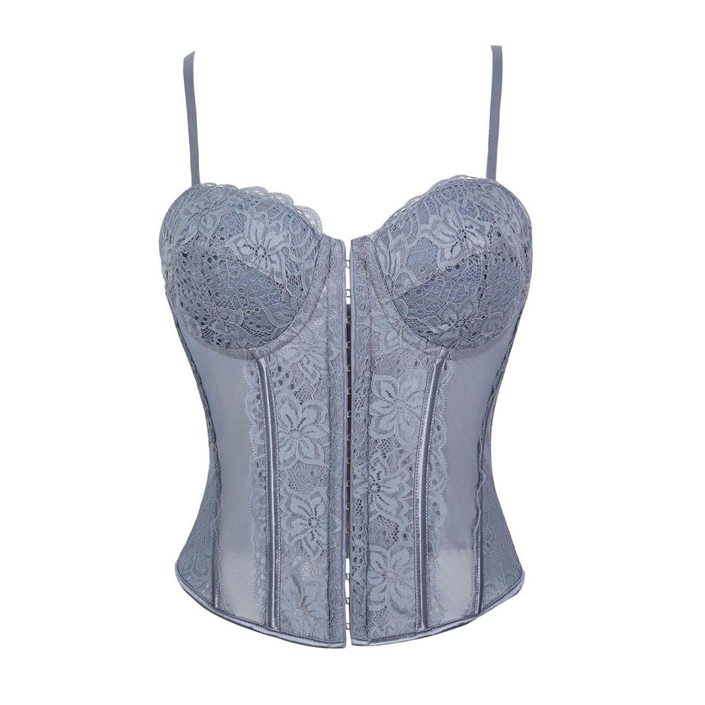 Women's Sexy LaceBack Zip Corset Top Bustier G-string Body Shapewear