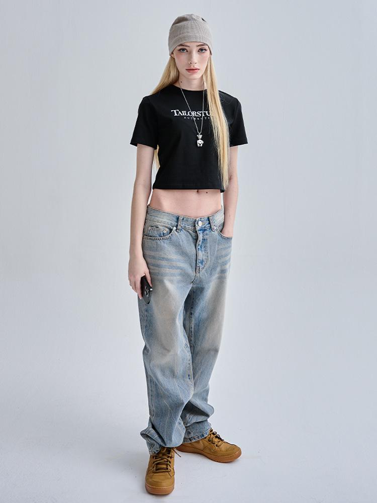 TAILOR STUDIO Винтажные полуджинсовые брюки (синий)