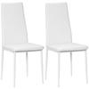 Set Of 2 Dining Room Chairs With High Back Synthetic Upholstery And Steel Legs White