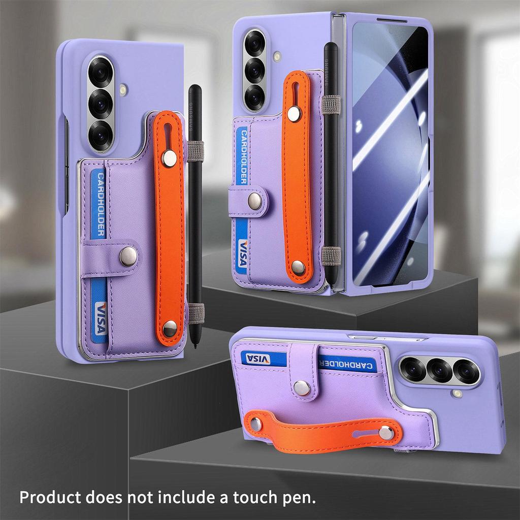 Кросс-бордерный чехол-кошелек на запястье для Samsung Z Fold7 - Корпус из ПК с ощущением кожи со встроенной пленкой для Z Fold6