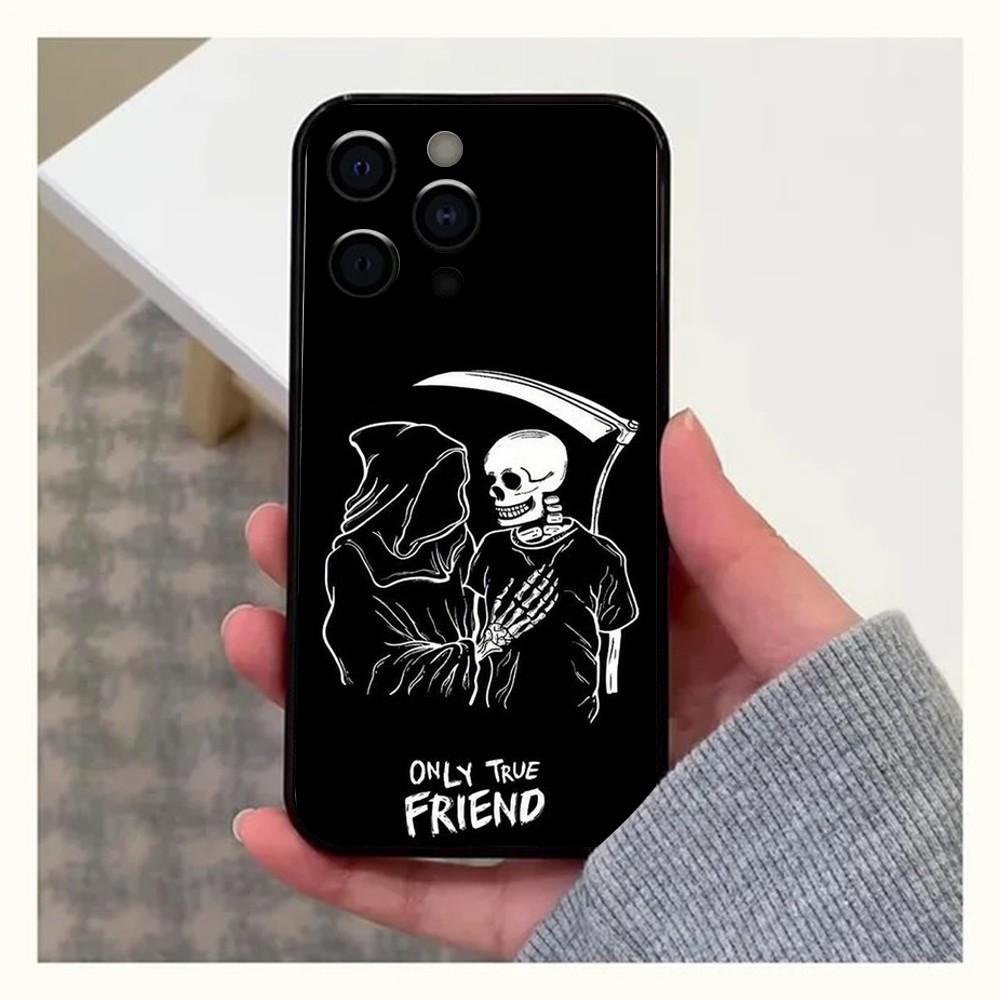 Чехол для телефона Memento Mori для Apple iPhone 15,14,13,12,11,Pro,X,XS,Max,XR,Plus,Mini Мягкий Черный Чехол