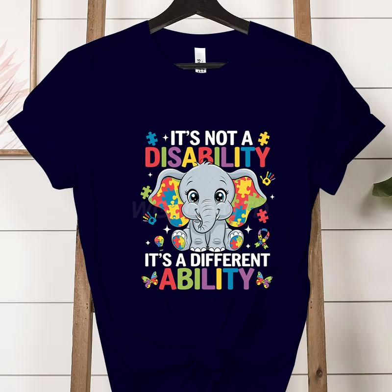 Its A Different Ability Autism Teacher Shirt Autism Awareness Cartoon Design Woman Tshirts Special Education Gift Classic Tops