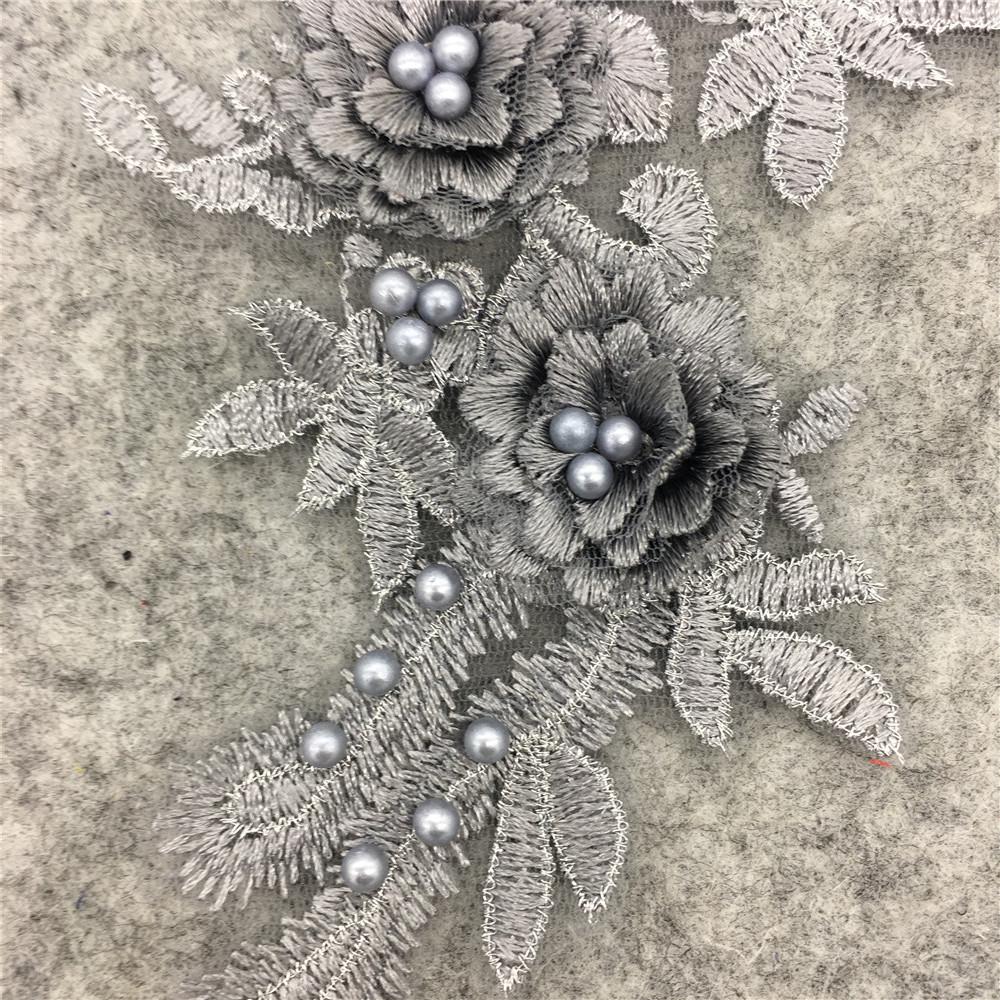 Воротник из полиэстерового кружева с искусственным жемчугом, ручная работа, 3D кружево для самостоятельного изготовления.