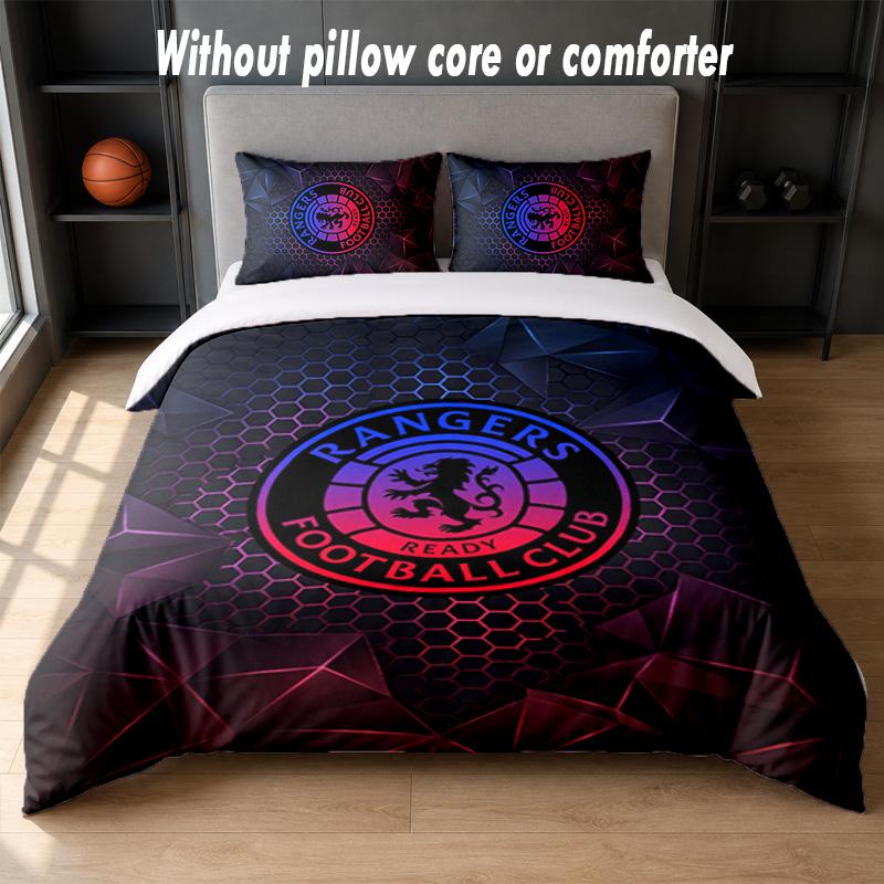 Rangers FC Design Bed Bedding Set 1 Duvet Cover + 2 Pillowcases Soft Breathable Household Bed Linens