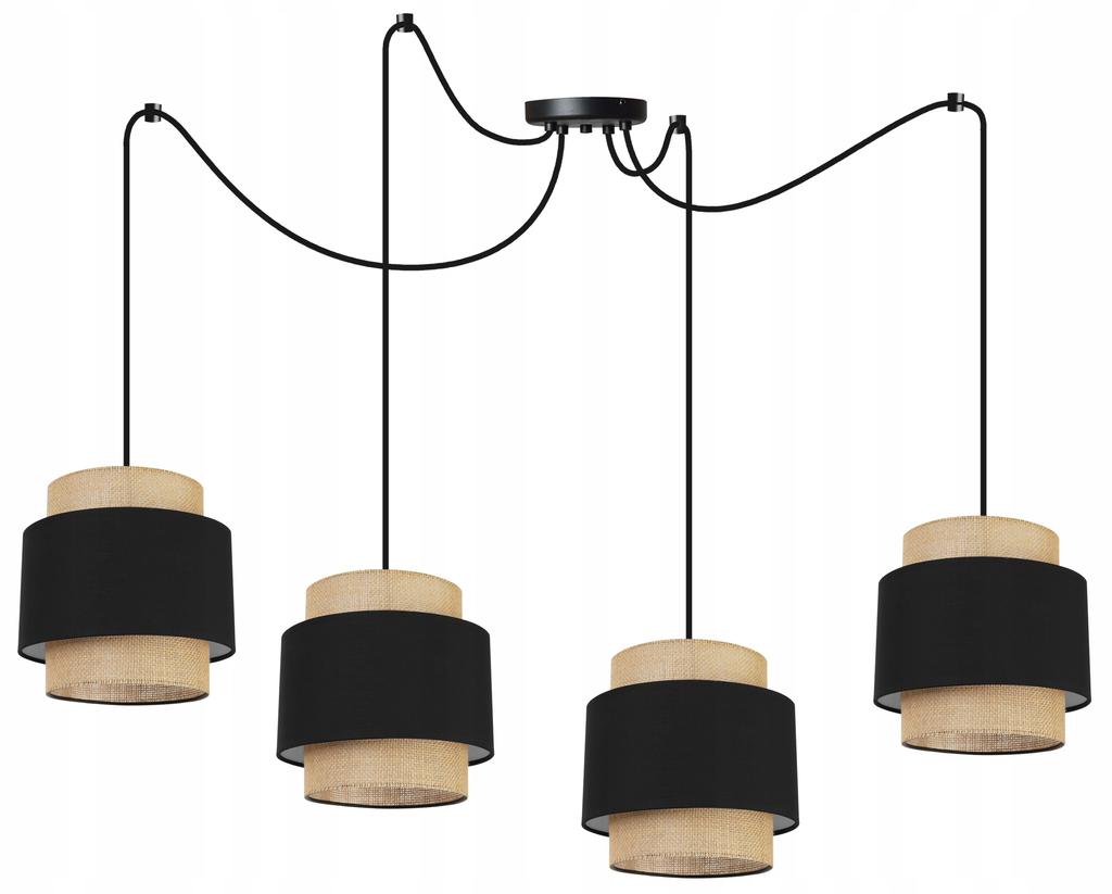 Hanging lamp, chandelier, ceiling lamp, boho jute lampshade