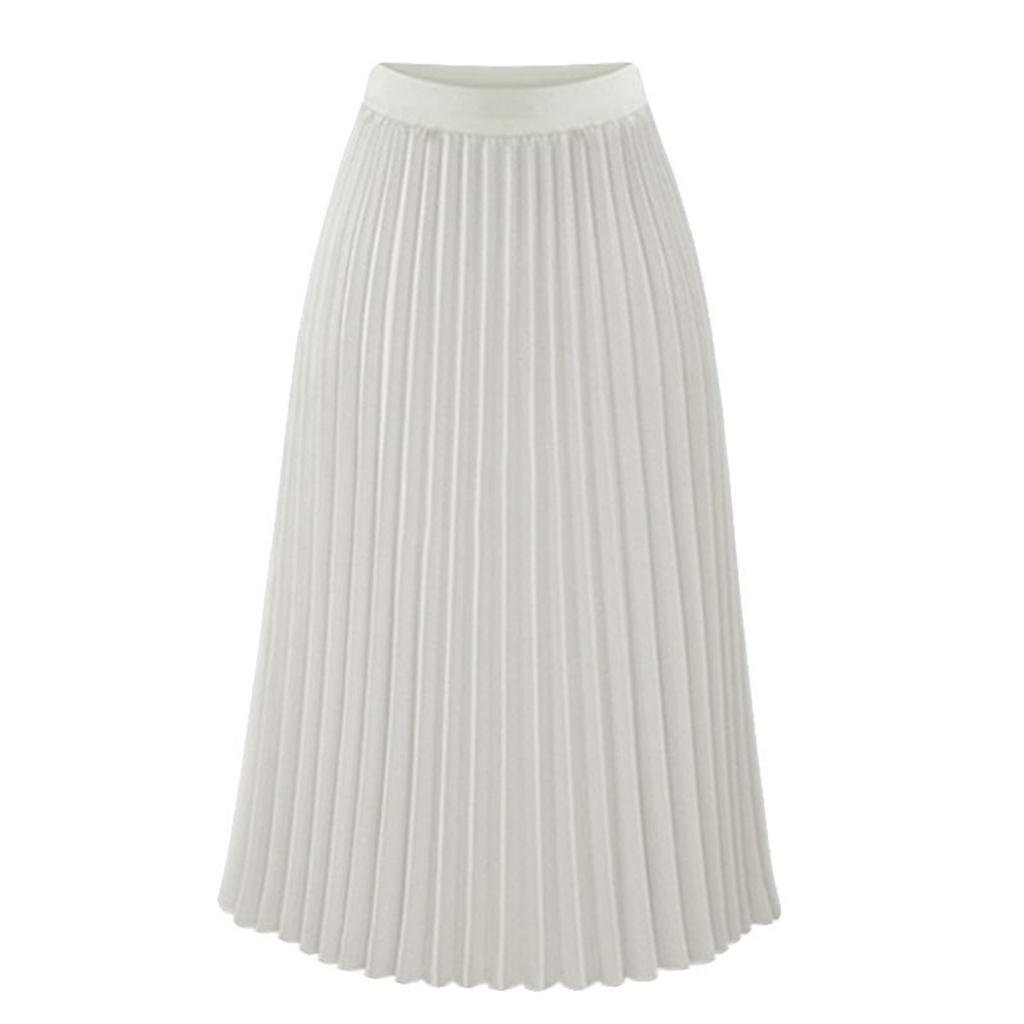 Women's Fashion Loose Casual Elastic High-waisted Beach Skirt Solid Color Draping Pleated Half Skirt