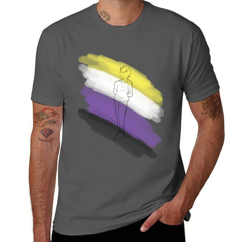 Nonbinary Pride Tshirt Minimalist Casual Short Sleeve Top