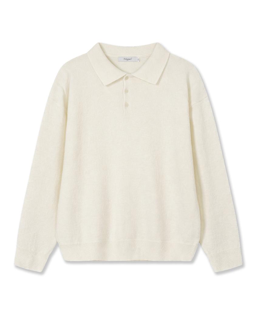 POLYGRAM Soft Wool Blend Collared Knit - Ivory