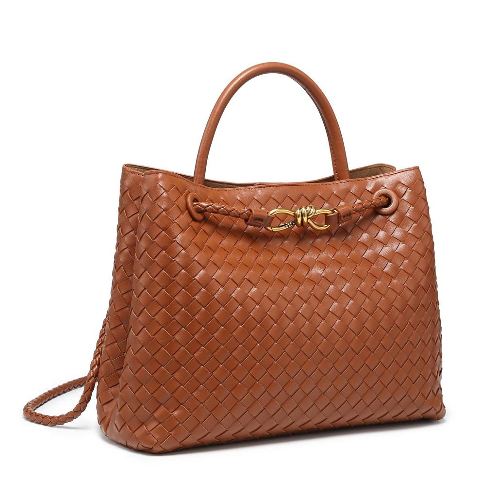 Плетеная сумка ручной работы Сумка на плечо с металлической пряжкой-бабочкой Сумка большой вместимости Кроссбоди