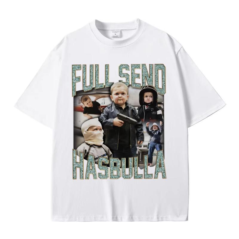 Full Send Hasbulla Magomedov Tshirts Russia Mini Khabib Blogge Fighting Funny Meme T Shirts Unisex Women Vintage Oversized Tshirt