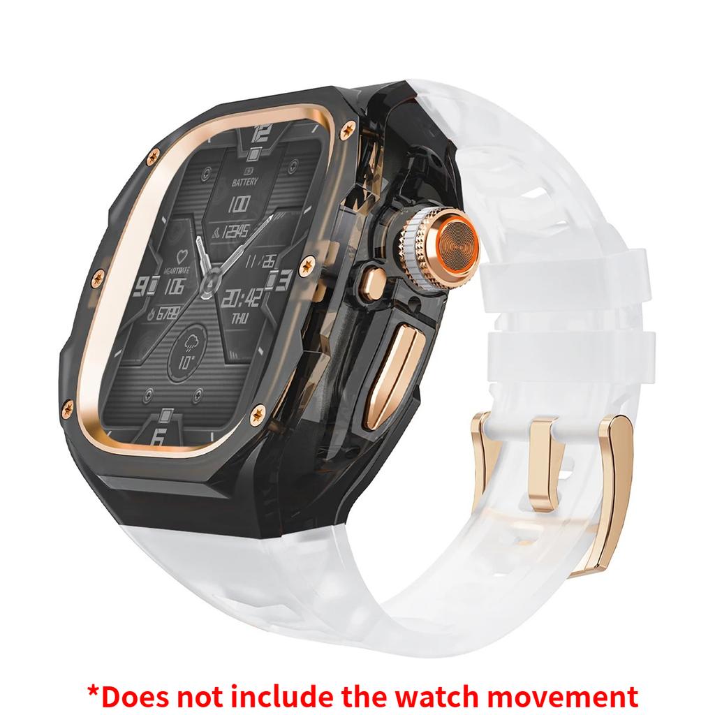 Роскошный мод-комплект для Apple watch Ultra 3/2/1 49 мм Спортивный резиновый ремешок+чехол для Iwatch ultra 49 мм Прозрачный ледяной чехол Комплект для переделки