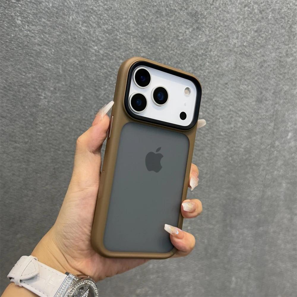 Прозрачный бизнес-чехол для iPhone 17 Air с кнопкой управления камерой, Гибридная броня из акрила и ТПУ, Матовое покрытие для iPhone 17 Pro Max
