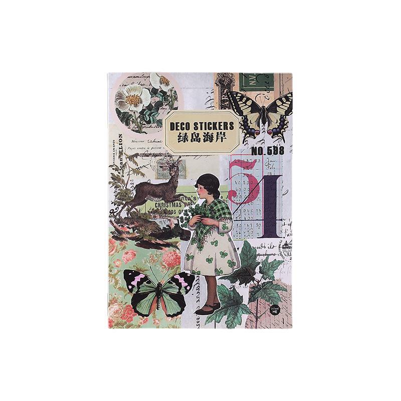 20 листов винтажной книги наклеек из ПЭТ-материала Diy Diary Butterfly INS Album Scrapbooking Retro Flower Material Paper Decorative Stickers