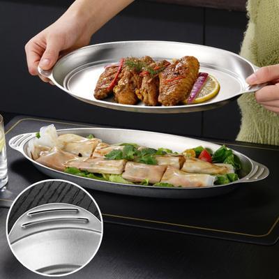 Противень для жарки из нержавеющей стали с ручками Овальная сковорода для жарки рыбы Многофункциональная форма для выпечки для жареной рыбы, индейки, лазаньи