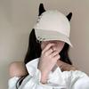 Korean Style Bull Horn Baseball Cap Punk Peaked Cap Lightweight Metal Ring Baseball Hat Street