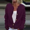 Women's Fashion Solid Colour Long Sleeve Knitted Cardigan Button Up Jacket