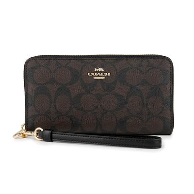 OUTLET Outlet Длинный кошелек C4452 IMAA8 Signature Brown [Coach] (Круглая молния) Коричневый/Черный Черный/Золотой [Предмет]